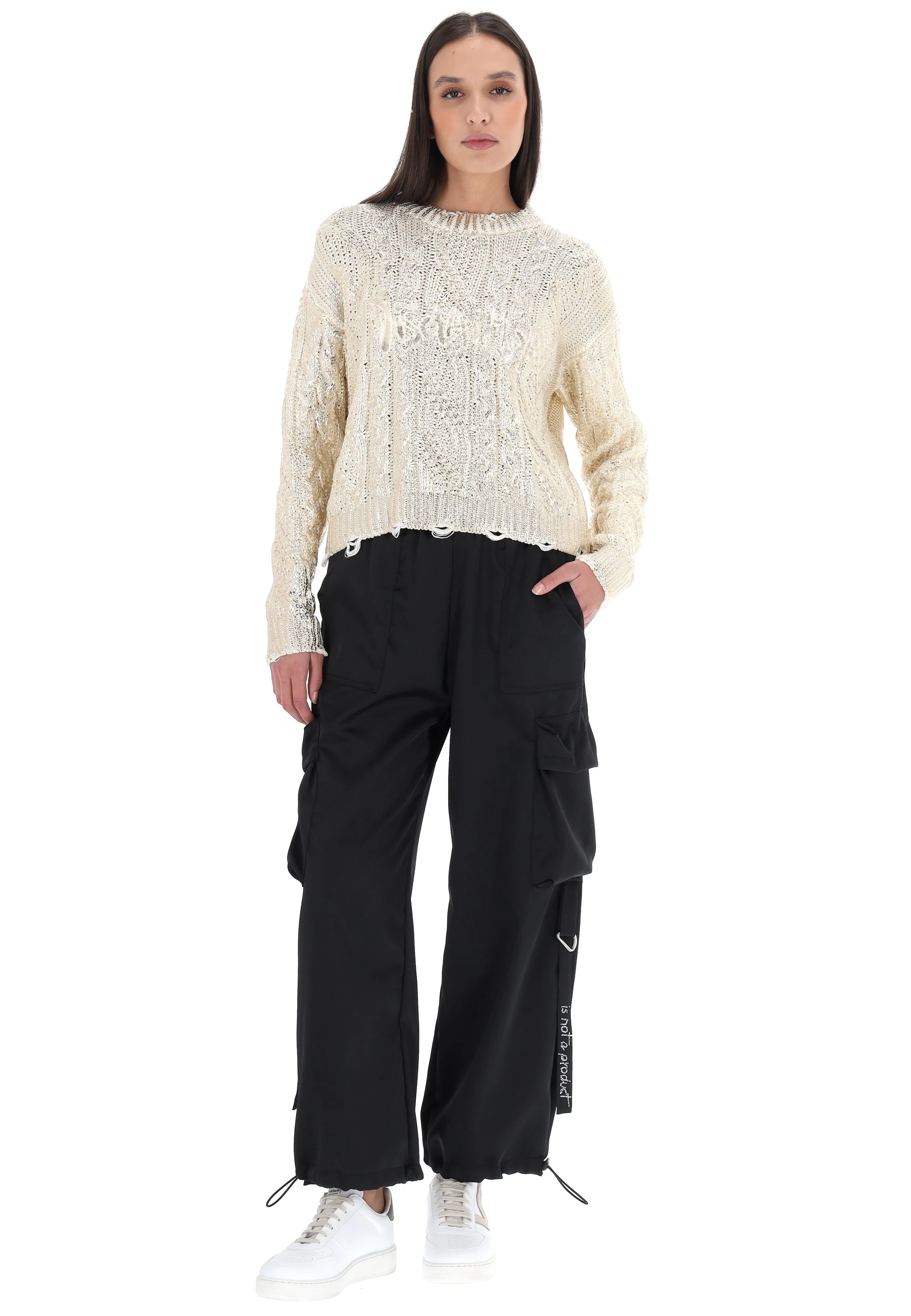 Pantalone tasconato effetto satin Disclaimer art. 24IDS54679